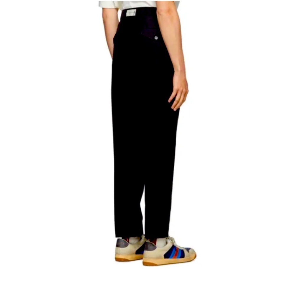 NWT Gucci Black Poplin Slim Tapered Logo & Flower Patch Pants 50EU/34US $950.00